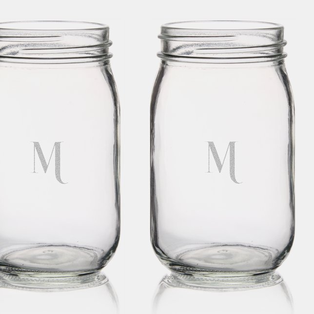 Modern Elegant Monogrammed Engraved Etched Rustic Mason Jar (Modern Elegant Monogrammed Engraved Etched Rustic Mason Jar)