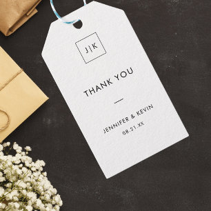 Modern Elegant Monogrammed Minimalist Thank You Gift Tags