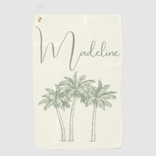 Modern Elegant Monogrammed Palm Tree Golf Towel