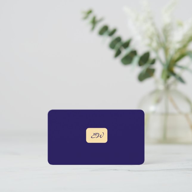 Modern elegant monogrammed QR code business cards (Standing Front)