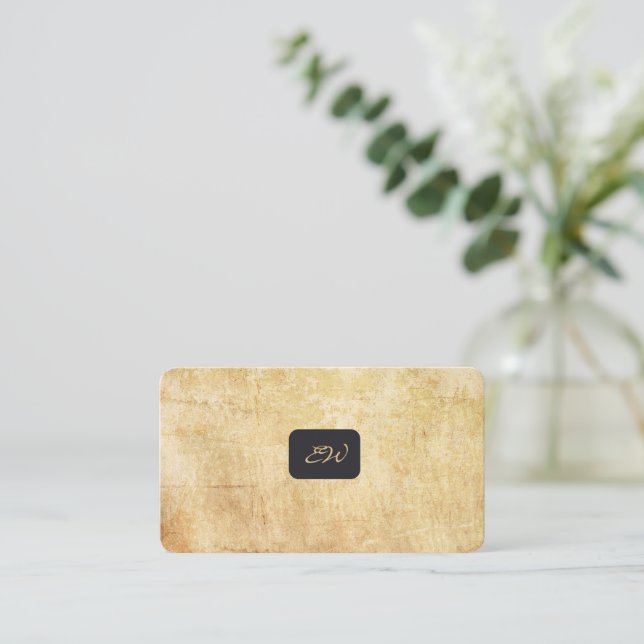 Modern elegant monogrammed QR code business cards (Standing Front)