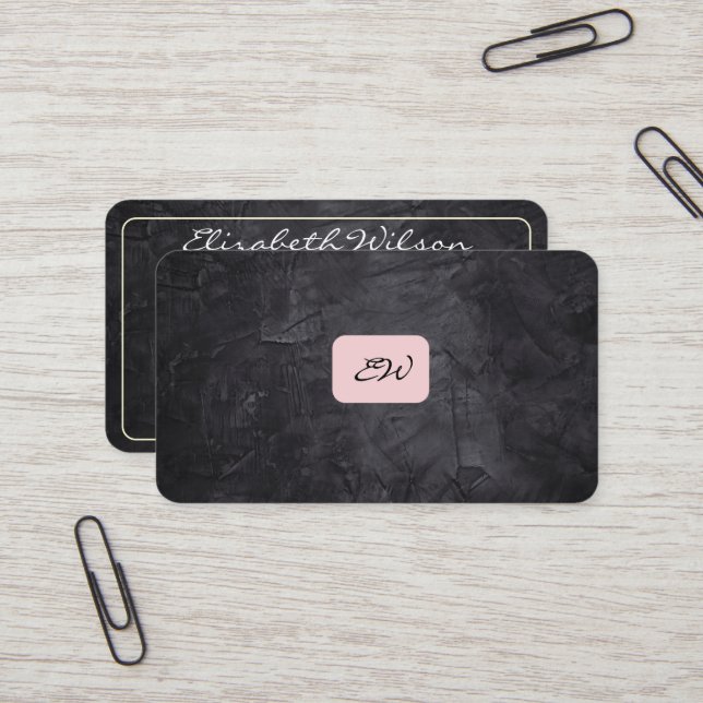 Modern elegant monogrammed QR code business cards (Front/Back In Situ)