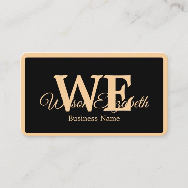 Modern elegant monogrammed QR code business cards (Front)