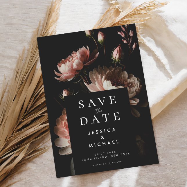 Modern Elegant Moody Floral Minimalist Wedding Save The Date (Creator Uploaded)
