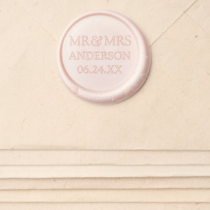 Modern Elegant Mr. and Mrs. Name and Wedding Date Wax Seal Sticker