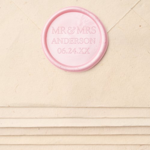 Modern Elegant Mr and Mrs Name and Wedding Date Wax Seal Sticker