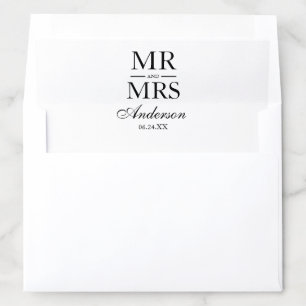 Modern Elegant Mr. and Mrs. Wedding Envelope Liner