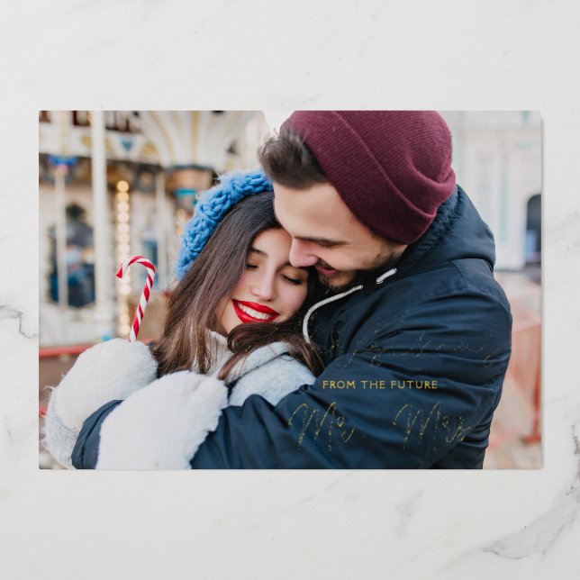 Modern Elegant Mr & Mrs Christmas Couple Wedding Foil Invitation (Front)