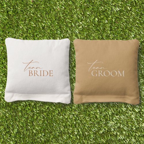 Modern Elegant Mr  Mrs Team Bride Team Groom Cornhole Bags