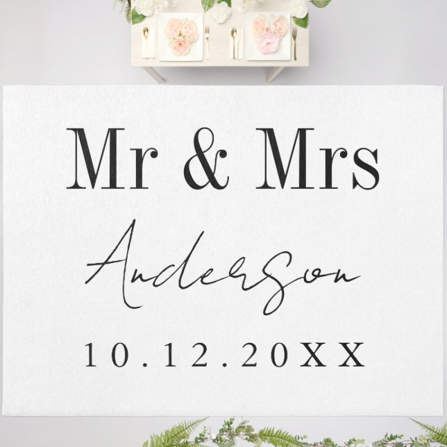 Modern Elegant Mr & Mrs Wedding Runner Outdoor Rug (Insitu (Wedding 2))