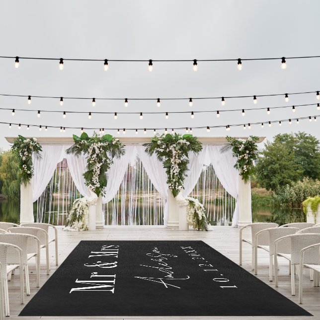 Modern Elegant Mr & Mrs Wedding Runner Outdoor Rug (Insitu (Wedding 1))