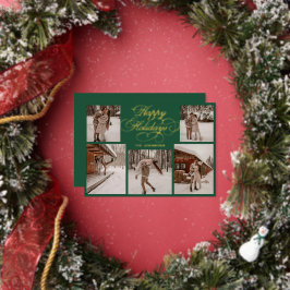 Modern Elegant Multi Photo Collage Christmas Foil Holiday Card