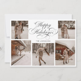 Modern Elegant Multi Photo Collage Christmas Holiday Card