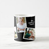 Modern elegant multi photo family black coffee mug (Center)