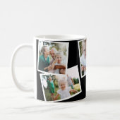 Modern elegant multi photo family black coffee mug (Left)