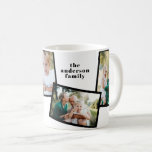 Modern elegant multi photo family black coffee mug<br><div class="desc">Modern elegant stylish multi photo family home decor gift. Modern black and white color can be changed.</div>