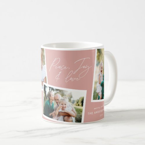 Modern elegant multi photo family blush pink coffee mug