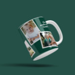 Modern elegant multi photo family green coffee mug<br><div class="desc">Modern elegant stylish multi photo family home decor gift. Modern green color can be changed.</div>