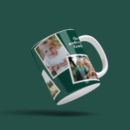 Modern elegant multi photo family green coffee mug