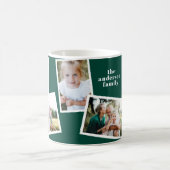 Modern elegant multi photo family green coffee mug (Center)
