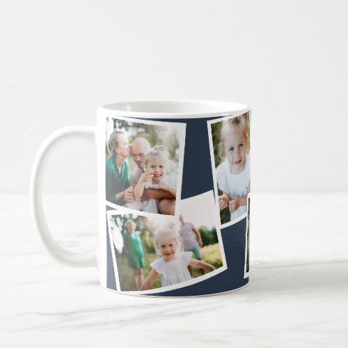 Modern elegant multi photo family navy blue coffee mug