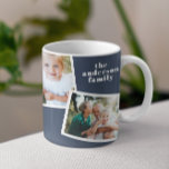 Modern elegant multi photo family navy blue coffee mug<br><div class="desc">Modern elegant stylish multi photo family home decor gift. Modern navy blue color can be changed.</div>