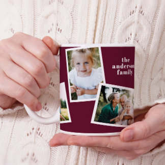 Modern elegant multi photo family purple gif coffe coffee mug