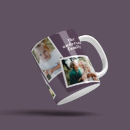 Modern elegant multi photo family purple gif coffee mug