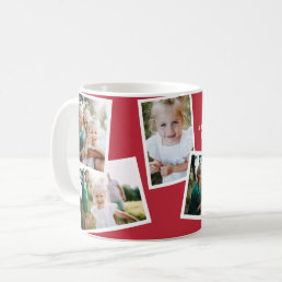 Modern elegant multi photo family red coffee mug