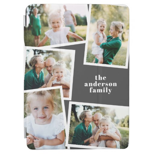 Modern elegant multi photo family stylish black iPad air cover