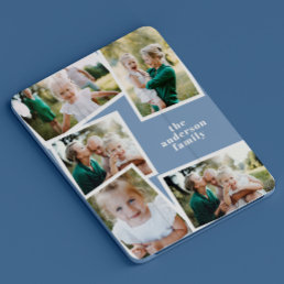 Modern elegant multi photo family stylish blue iPad air cover
