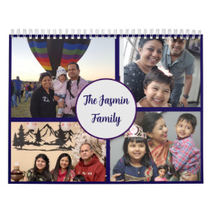 Modern elegant multi photo family stylish calendar