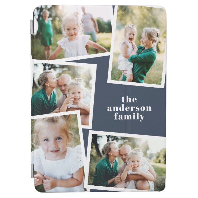Modern elegant multi photo family stylish iPad air cover (Front)