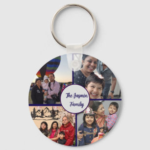 Modern elegant multi photo family stylish keychain