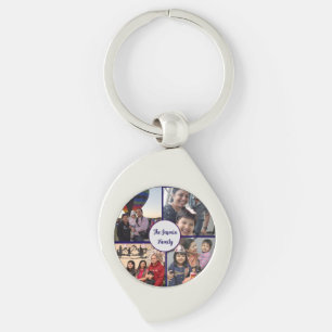 Modern elegant multi photo family stylish keychain