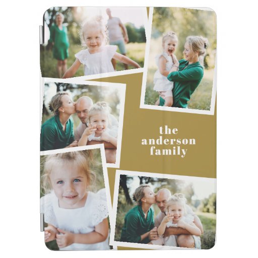 Modern elegant multi photo family stylish mustard iPad air cover