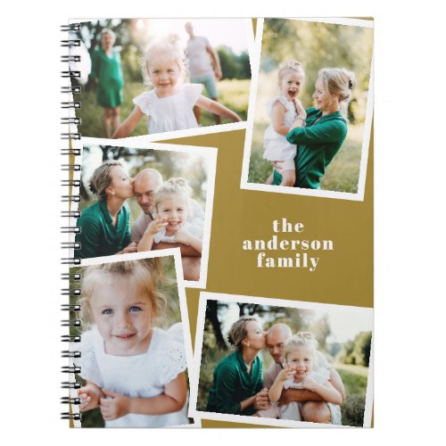 Modern elegant multi photo family stylish mustard notebook