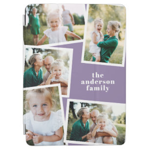 Modern elegant multi photo family stylish purple iPad air cover