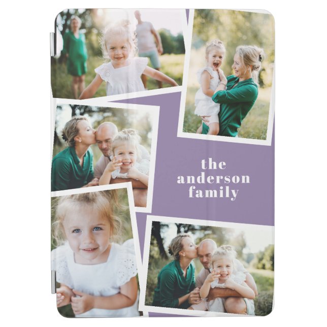 Modern elegant multi photo family stylish purple iPad air cover (Front)