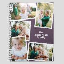 Modern elegant multi photo family stylish purple notebook