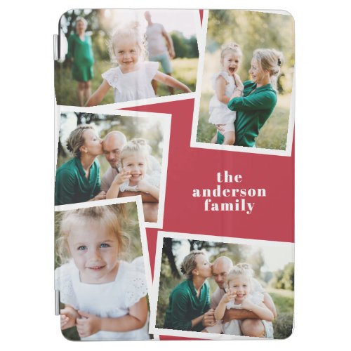 Modern elegant multi photo family stylish red iPad air cover