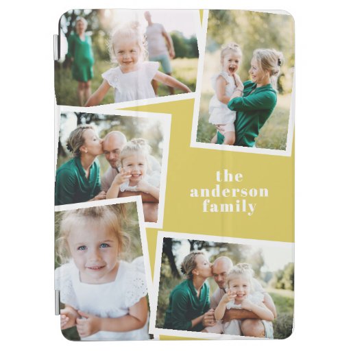 Modern elegant multi photo family stylish yellow iPad air cover