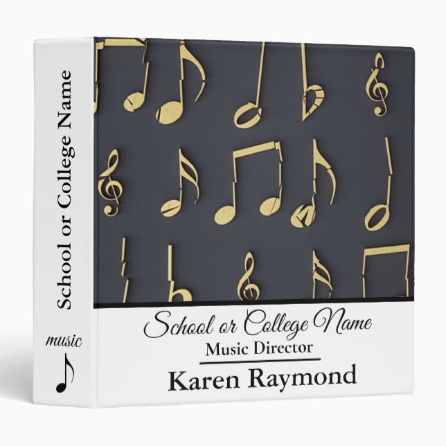 Modern Elegant Music Band Director Personalized 3  3 Ring Binder (Front/Spine)
