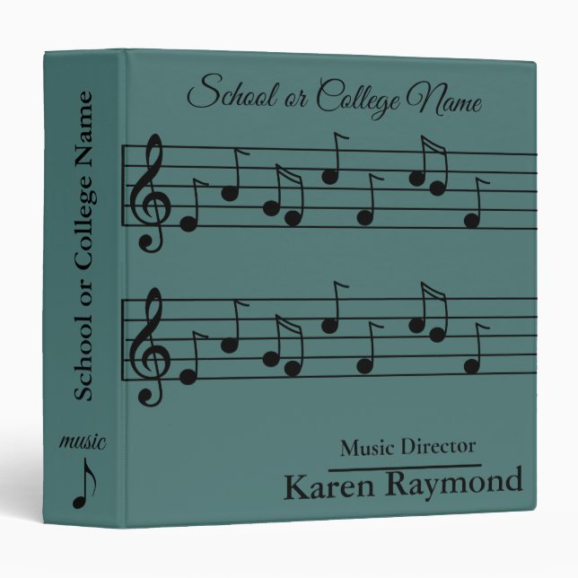 Modern Elegant Music Band Director Personalized 3 Ring Binder (Front/Spine)