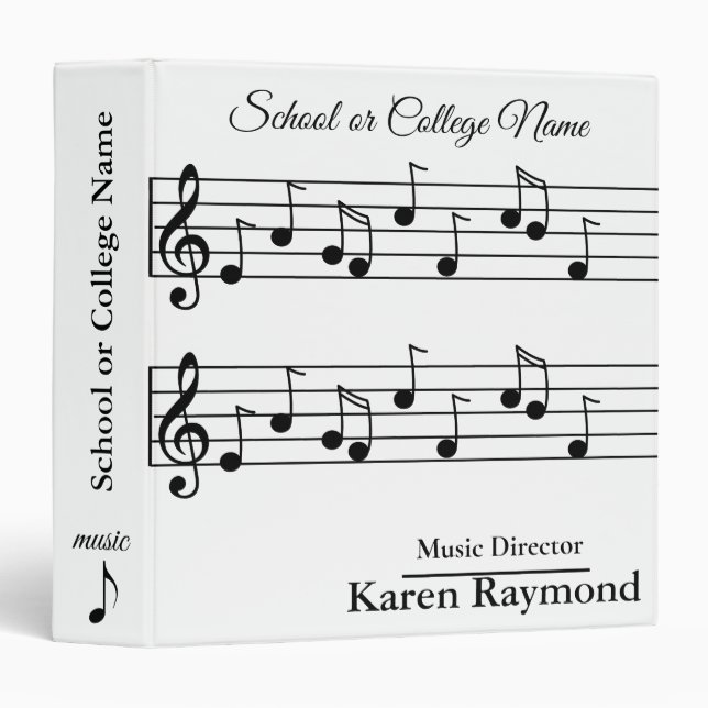 Modern Elegant Music Band Director Personalized 3 Ring Binder (Front/Spine)