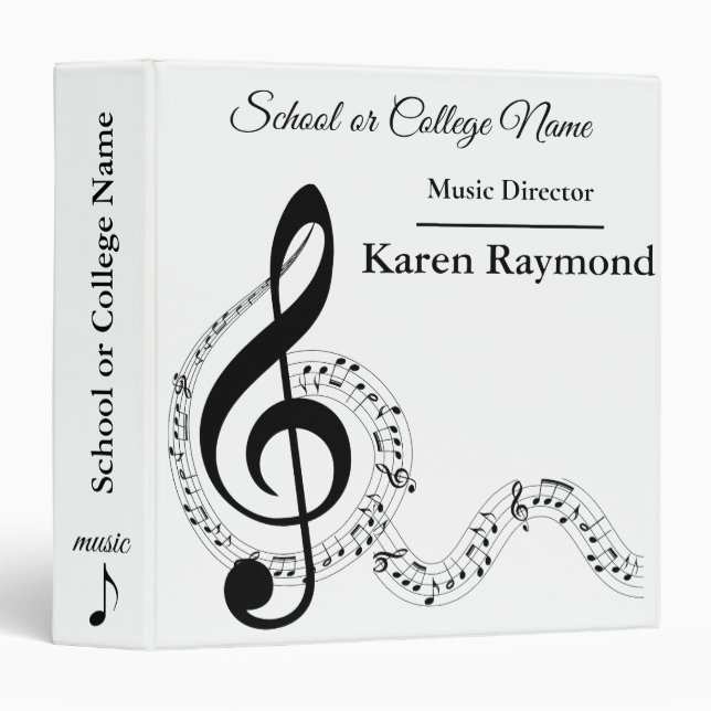 Modern Elegant Music Band Director Personalized  3 Ring Binder (Front/Spine)