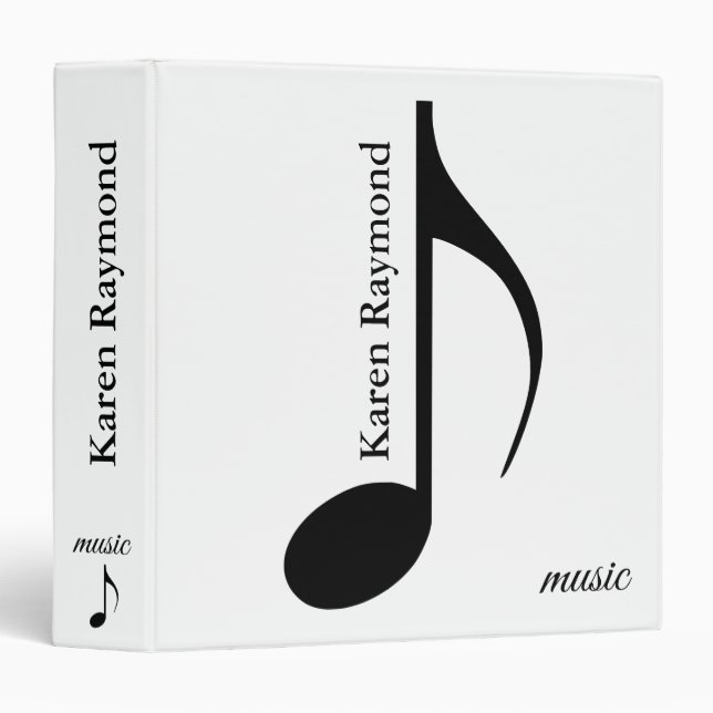 Modern Elegant Music Note 3 Ring Binder (Front/Spine)