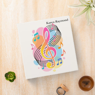 Modern Elegant Music Note 3 Ring Binder