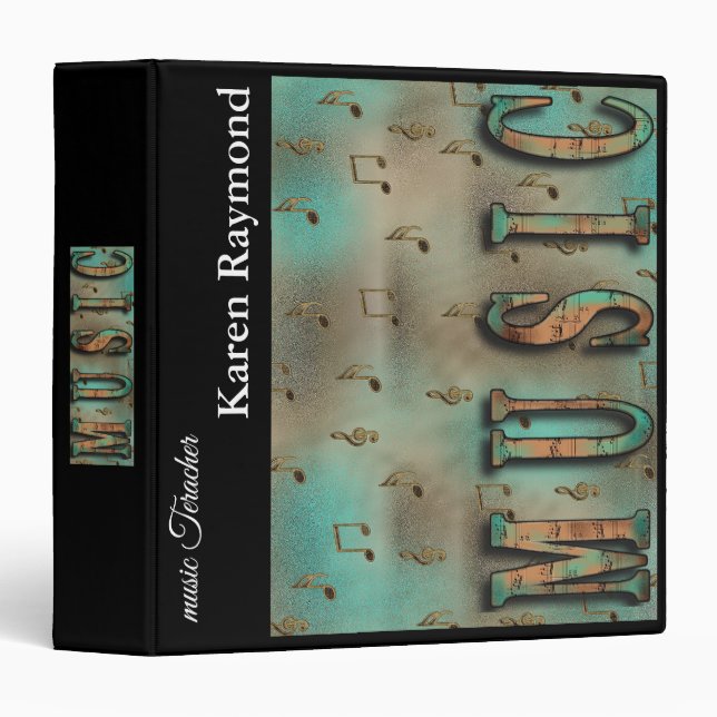 Modern Elegant Music Note 3 Ring Binder (Front/Spine)