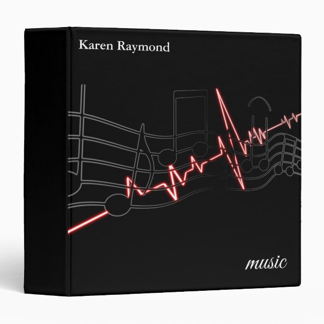 Modern Elegant Music Note 3 Ring Binder (Front/Spine)